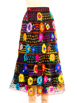 Floral Embroidered Mexican Midi Skirt Bottom arcadeshops.com