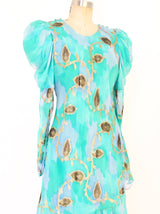 Turquoise Silk Chiffon Flutter Dress Dress arcadeshops.com