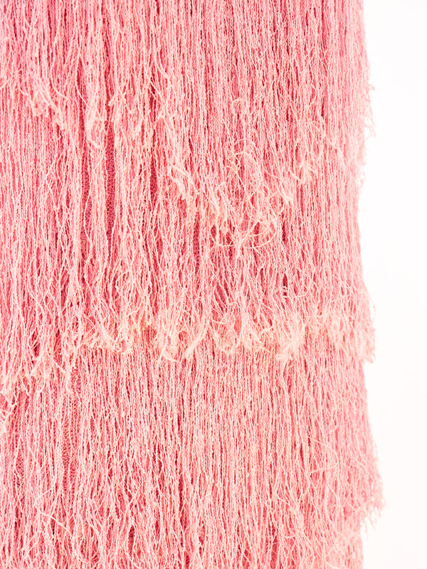 Dusty Rose Yarn Fringe Knit Dress Dress arcadeshops.com