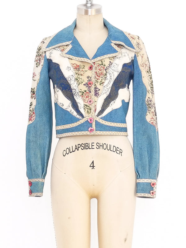 Roberto Cavalli Patchwork Leather and Denim Jacket Jacket arcadeshops.com