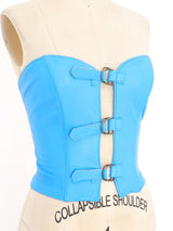 Blue Leather Bustier Top arcadeshops.com