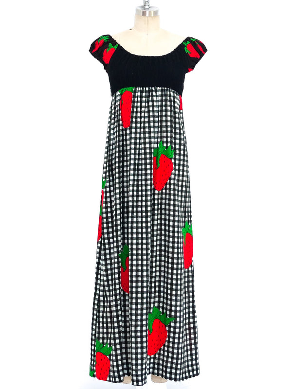 Strawberry Printed Maxi Dress Dress arcadeshops.com