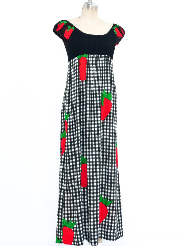 Strawberry Printed Maxi Dress Dress arcadeshops.com