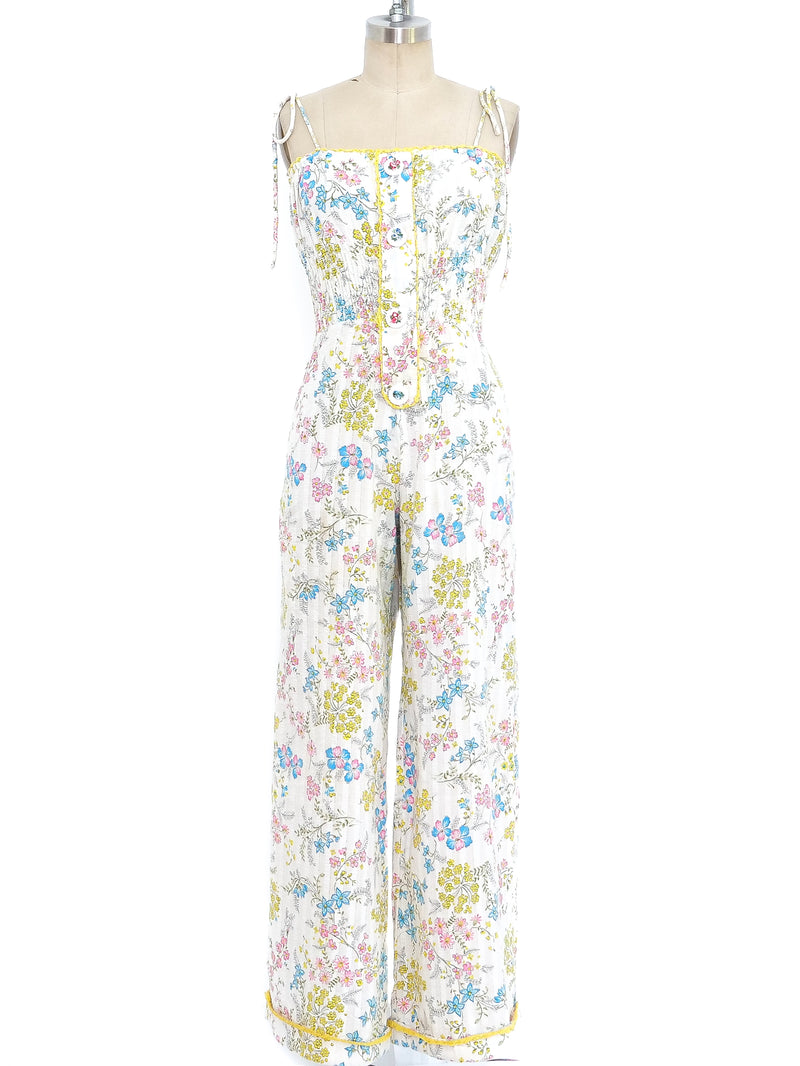 Floral Printed Cotton Jumpsuit Suit arcadeshops.com