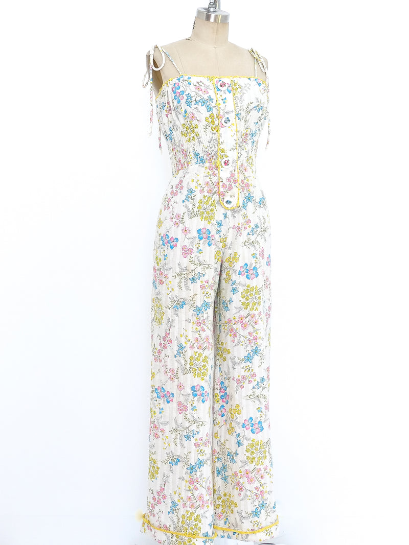 Floral Printed Cotton Jumpsuit Suit arcadeshops.com