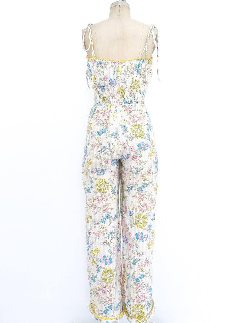 Floral Printed Cotton Jumpsuit Suit arcadeshops.com