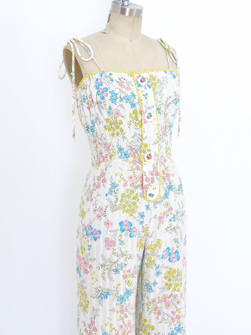 Floral Printed Cotton Jumpsuit Suit arcadeshops.com