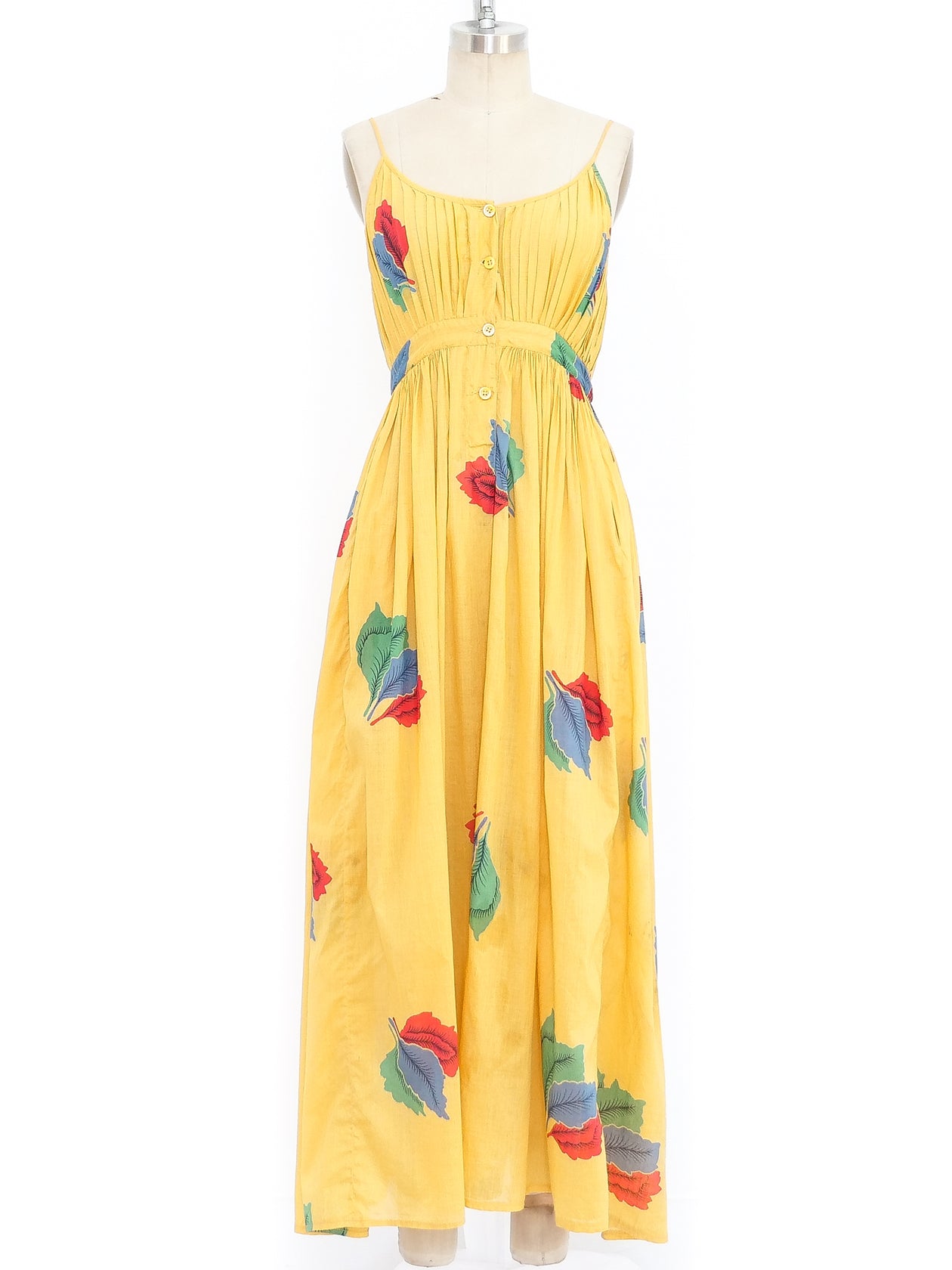 Kenzo Leaf Print Cotton Maxi Dress