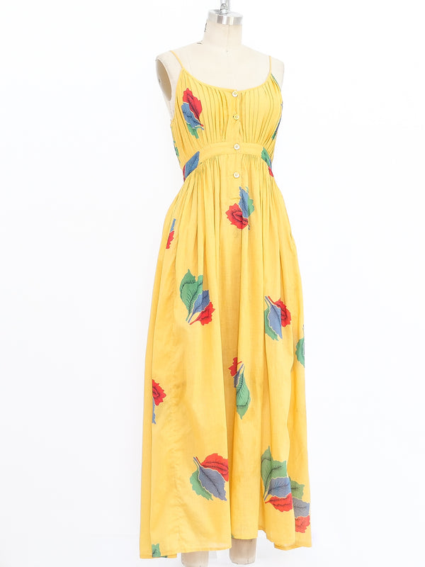 Kenzo Leaf Print Cotton Maxi Dress Dress arcadeshops.com