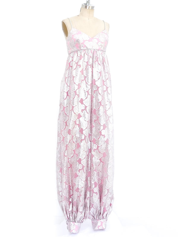 Metallic Brocade Harem Jumpsuit Suit arcadeshops.com