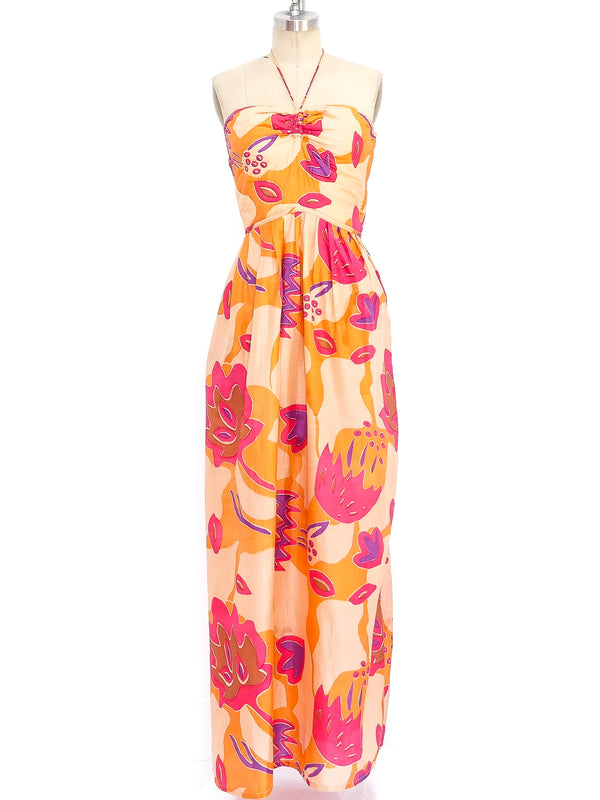 Bill Tice Floral Printed Silk Halter Dress Dress arcadeshops.com