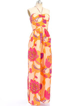 Bill Tice Floral Printed Silk Halter Dress Dress arcadeshops.com
