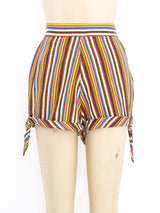 Striped Buckle Shorts Bottom arcadeshops.com