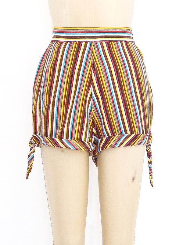Striped Buckle Shorts Bottom arcadeshops.com
