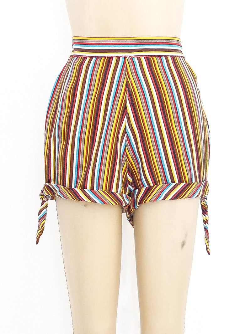 Striped Buckle Shorts Bottom arcadeshops.com