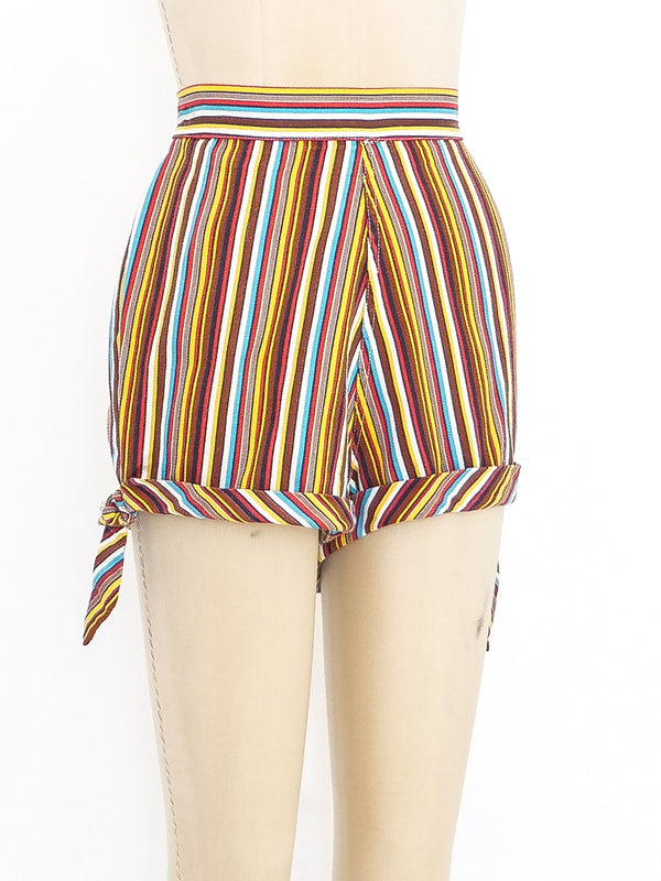 Striped Buckle Shorts Bottom arcadeshops.com