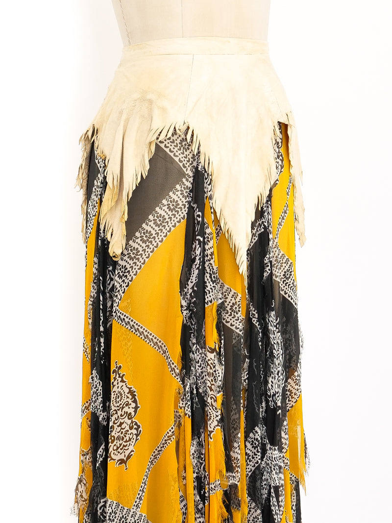 Giorgio di Sant'Angelo Leather Trimmed Flutter Skirt Bottom arcadeshops.com