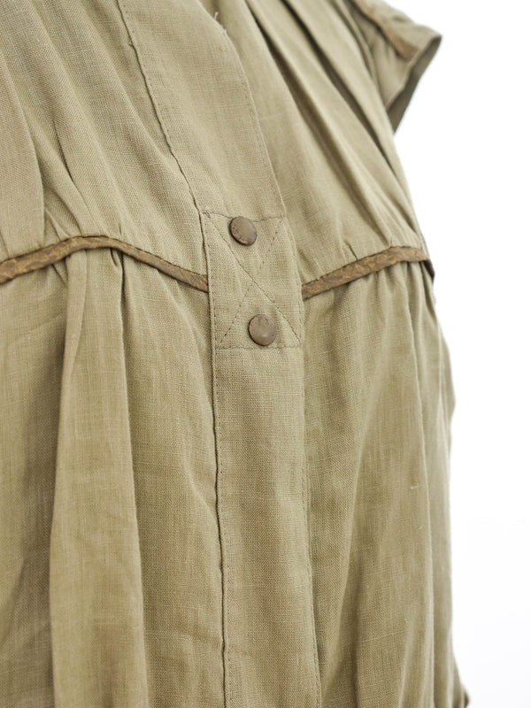 Ruched Khaki Sleeveless Vest Jacket arcadeshops.com