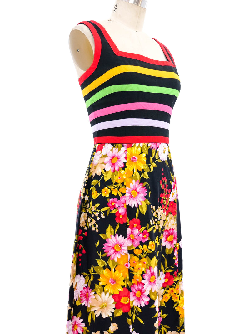 Rainbow Striped Floral Tank Dress Dress arcadeshops.com