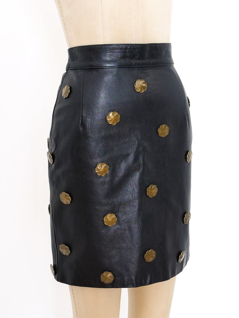 Moschino Studded Leather Skirt Bottom arcadeshops.com