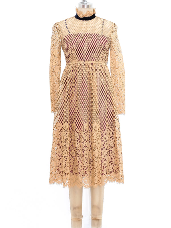 Caramel Lace Midi Dress Dress arcadeshops.com