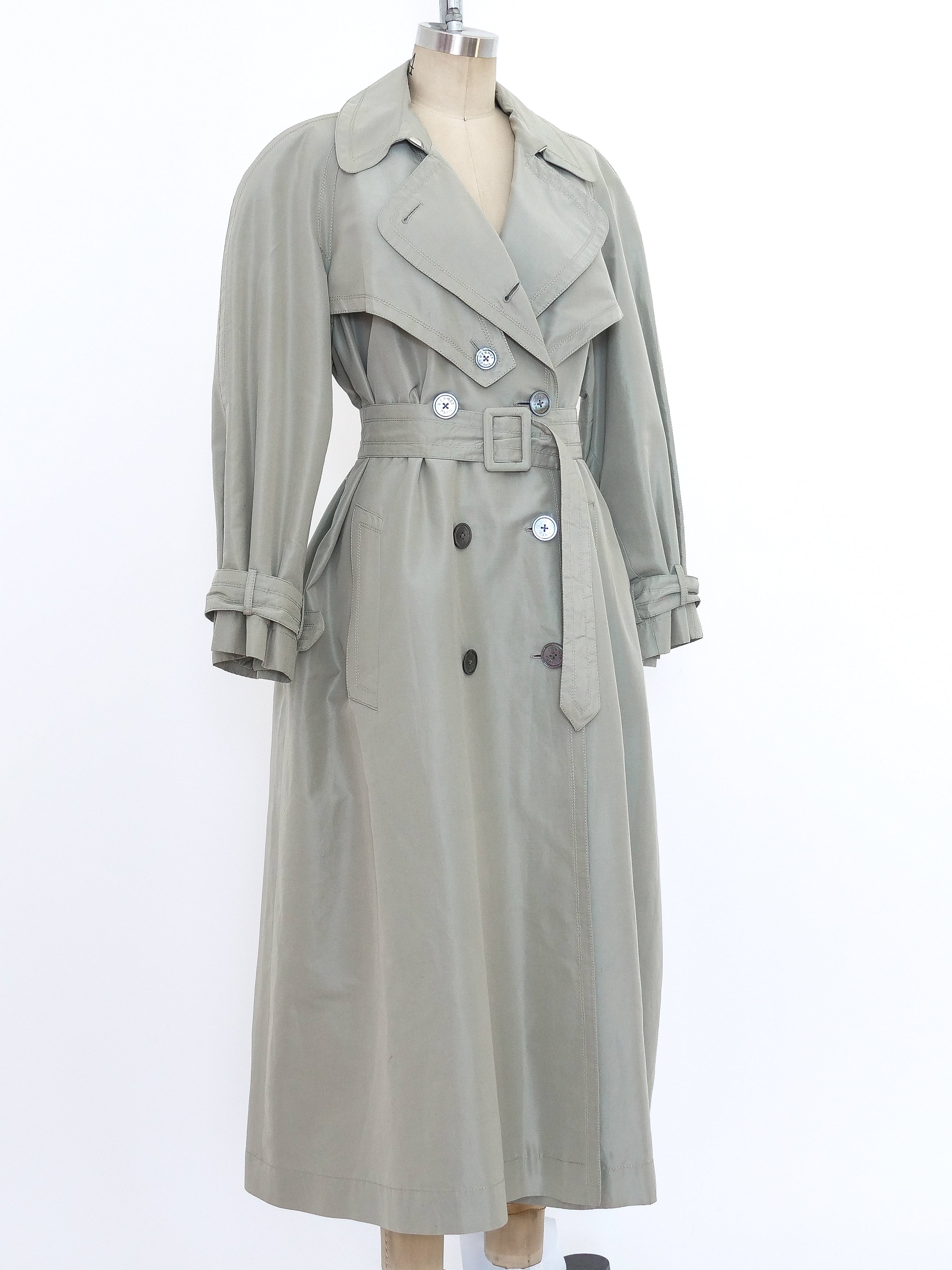 ジャケット・アウター HERMES Khaki Gray wool Stand collar Coat Wool coat Hermès Khaki size 42 FR in Wool - 30707249