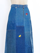 Embellished Patchwork Denim Skirt Bottom arcadeshops.com