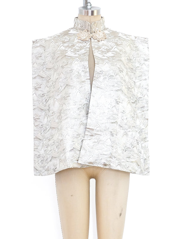 Metallic Pagoda Motif Brocade Japanese Cape Jacket arcadeshops.com