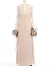 Feather Trimmed Chiffon Gown Dress arcadeshops.com