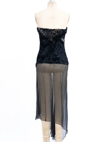 Donna Karan Devore Velvet Layered Dress