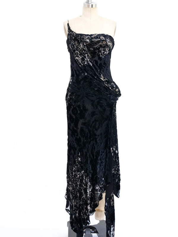 Donna Karan Devore Velvet Layered Dress Dress arcadeshops.com