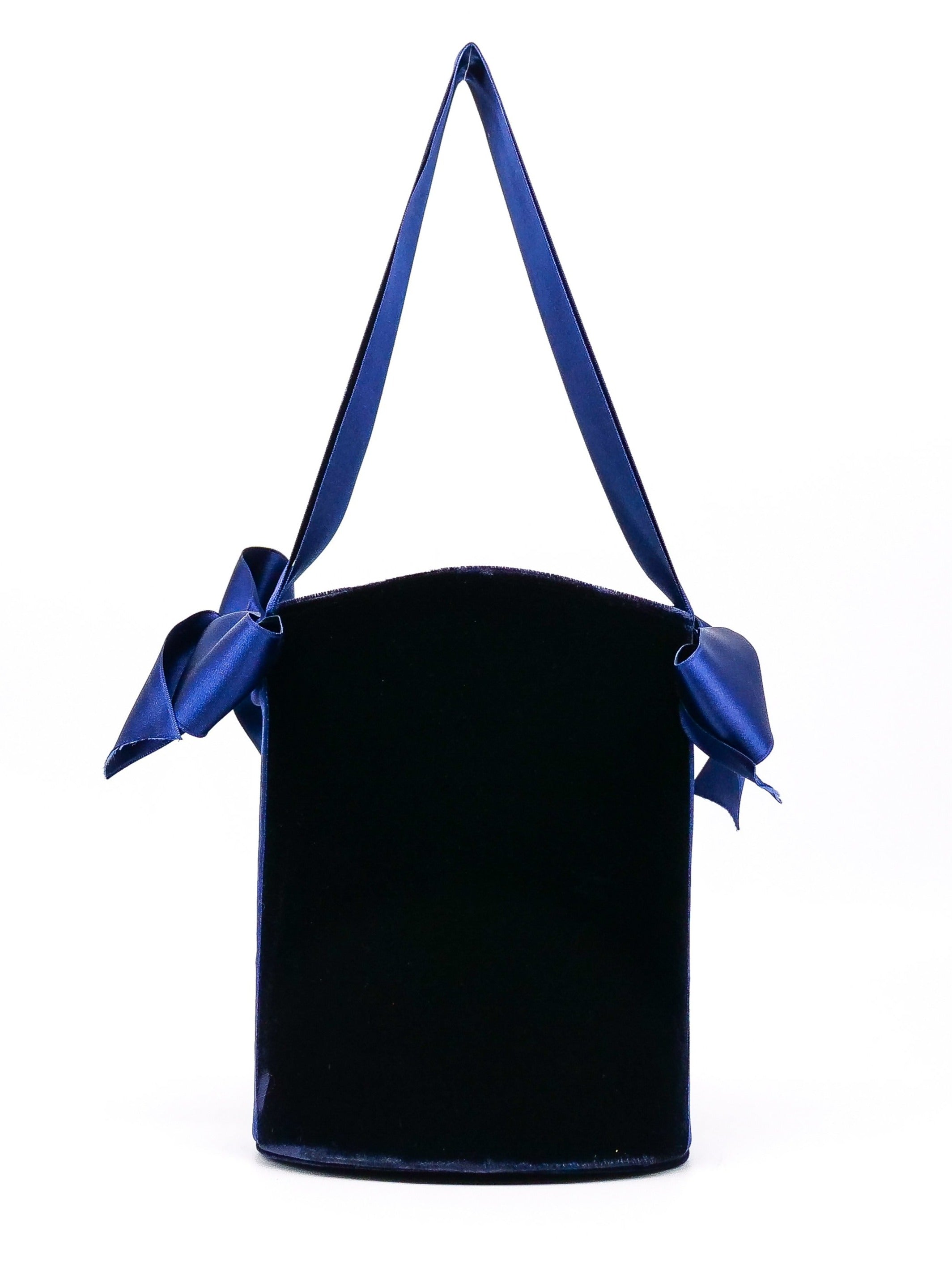 Renaud Pellegrino Velvet Bag With Ribbon Top Handle