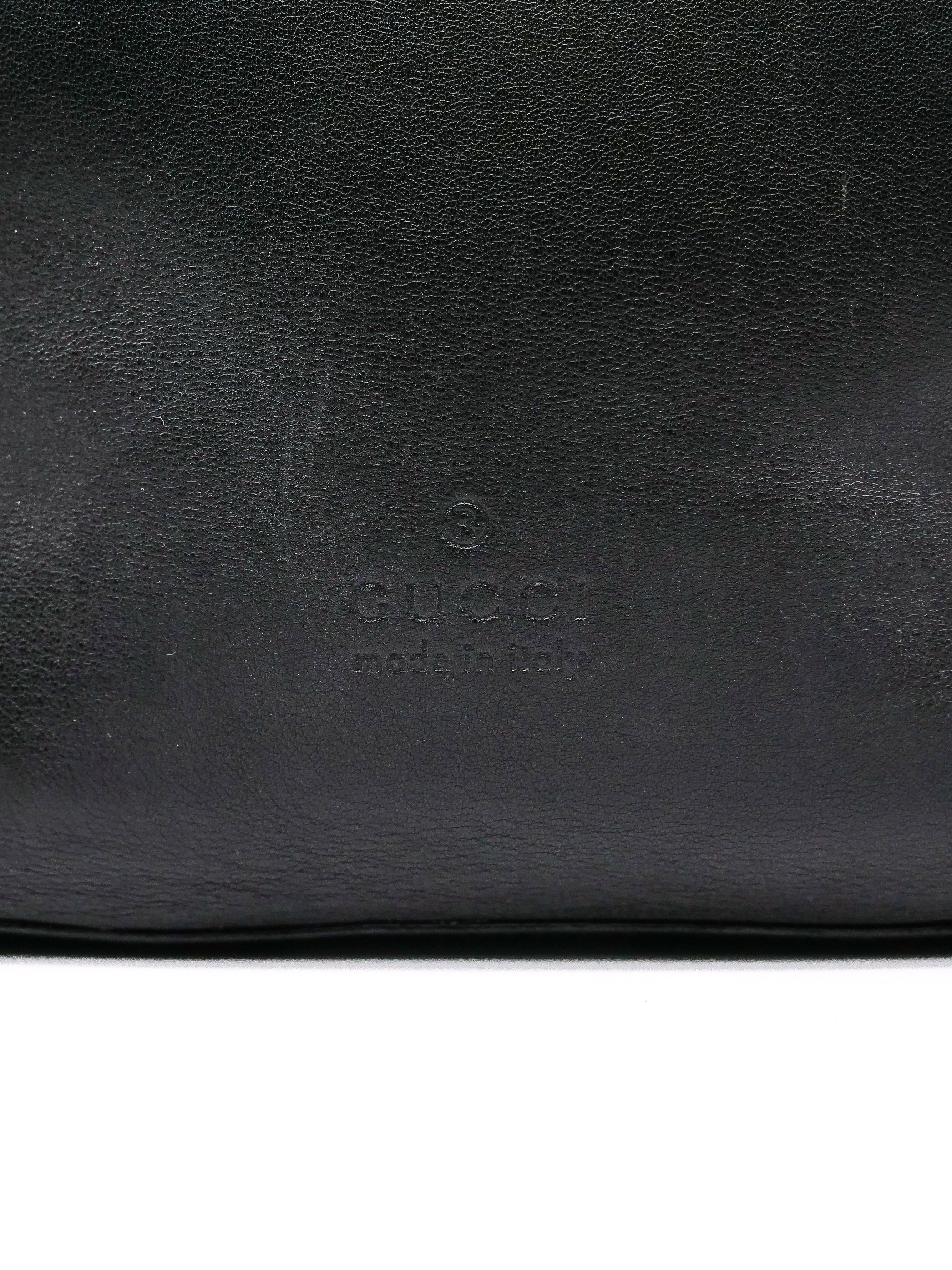 Gucci Black Leather Ring Handle Shoulder Bag