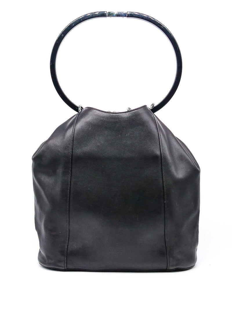 Gucci Black Leather Ring Handle Shoulder Bag Accessory arcadeshops.com