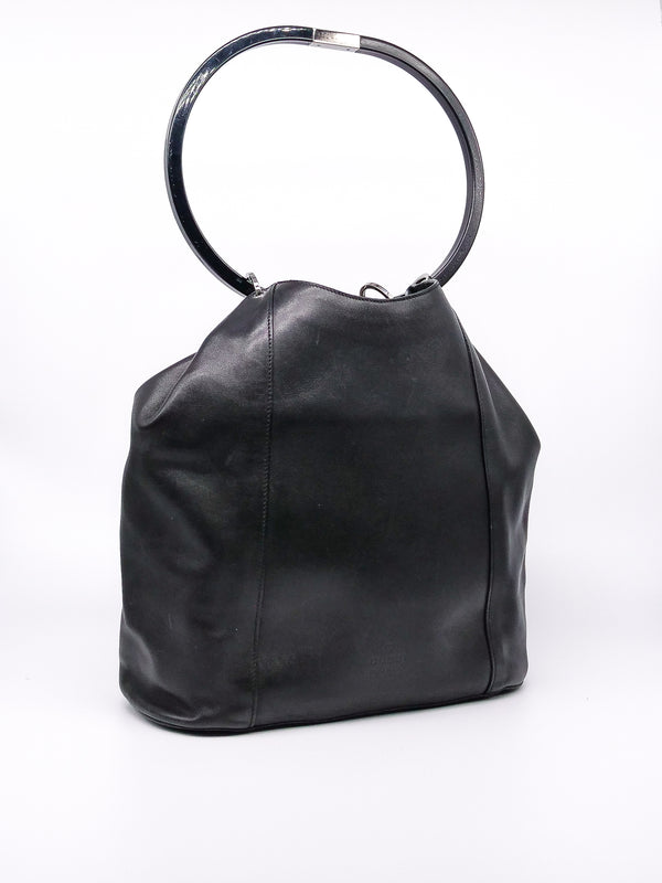 Gucci Black Leather Ring Handle Shoulder Bag Accessory arcadeshops.com