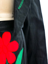Rose Embroidered Leather Skirt Ensemble Suit arcadeshops.com