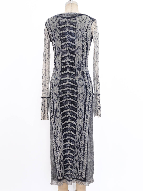 Jean Paul Gaultier Knit Sweater Printed Mesh Dress Dress arcadeshops.com