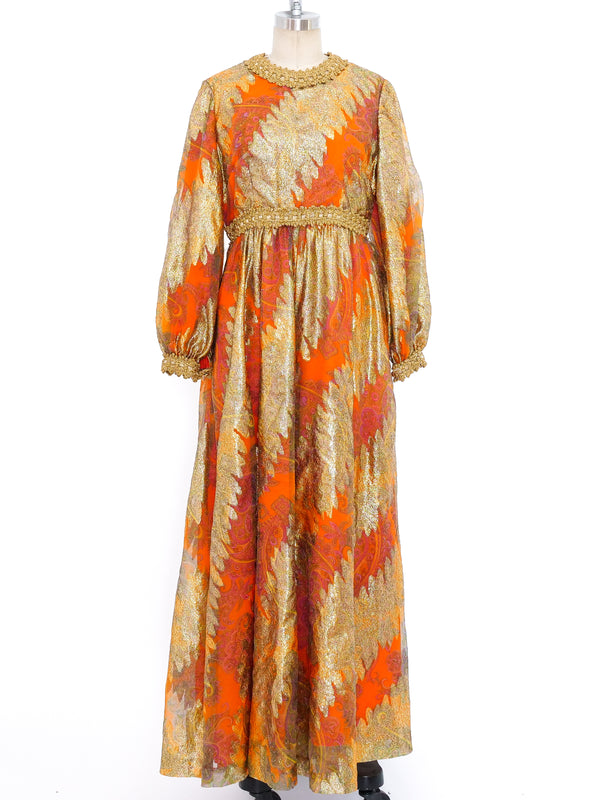 Metallic Brocade Palazzo Jumpsuit Suit arcadeshops.com