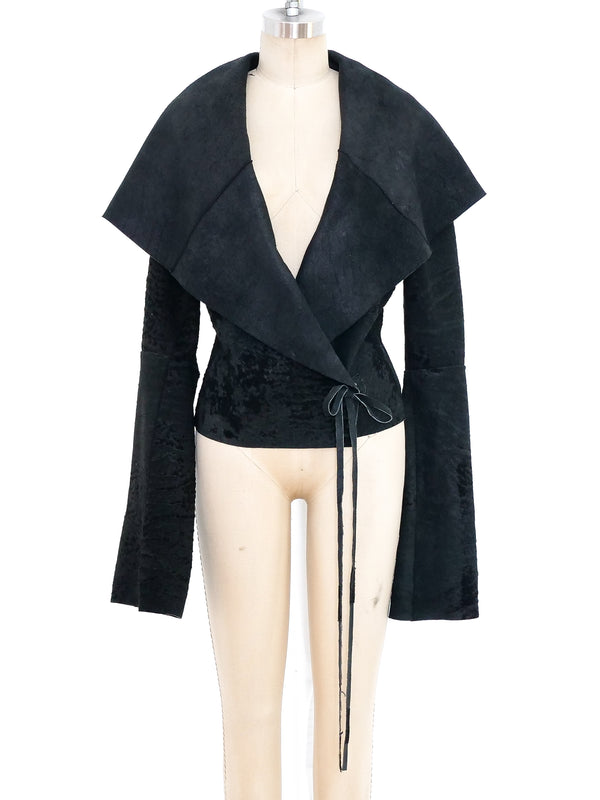 Ann Demeulemeester Draped Leather Jacket Jacket arcadeshops.com