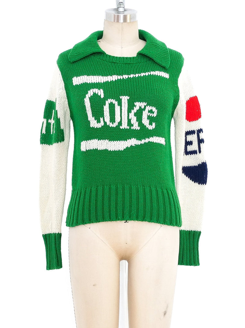 Novelty Coca Cola Logo Sweater Top arcadeshops.com