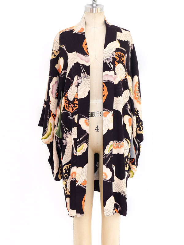 Crane Printed Silk Kimono Jacket arcadeshops.com