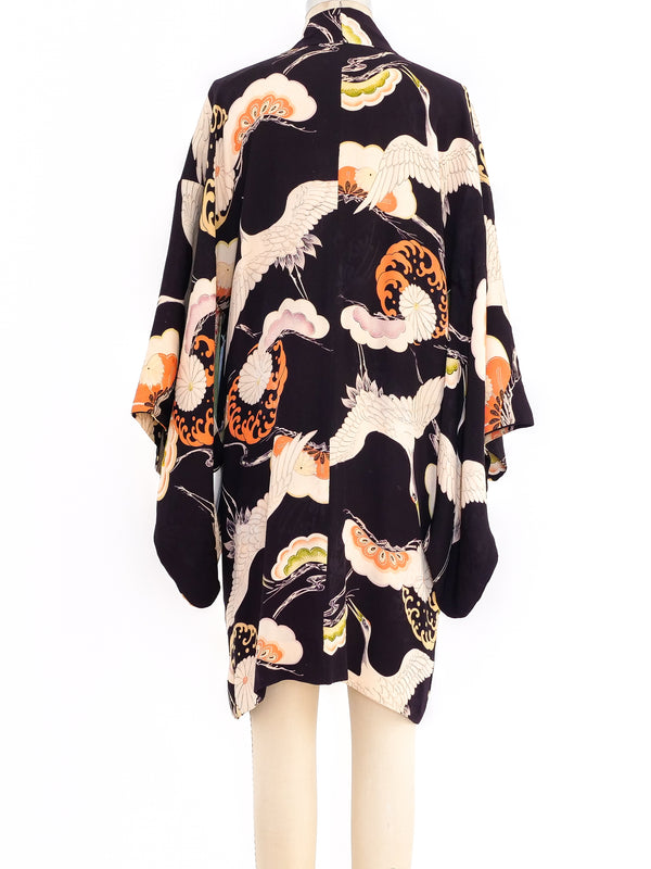 Crane Printed Silk Kimono Jacket arcadeshops.com