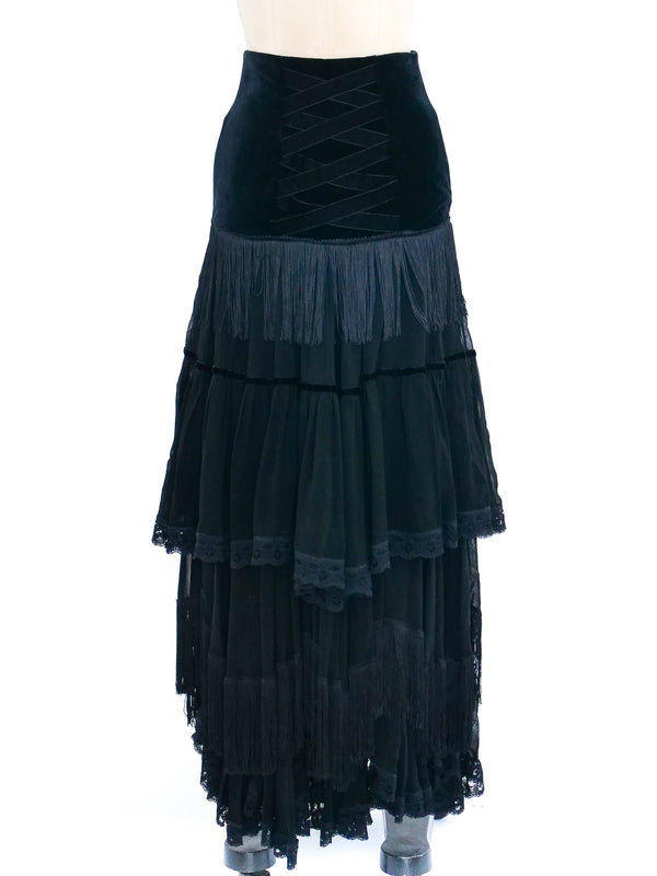 Dolce and Gabbana Tiered Maxi Skirt Bottom arcadeshops.com