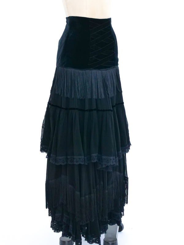 Dolce and Gabbana Tiered Maxi Skirt Bottom arcadeshops.com