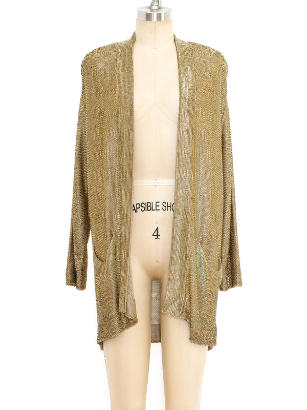 Gold Beaded Open Front Cardigan Jacket arcadeshops.com