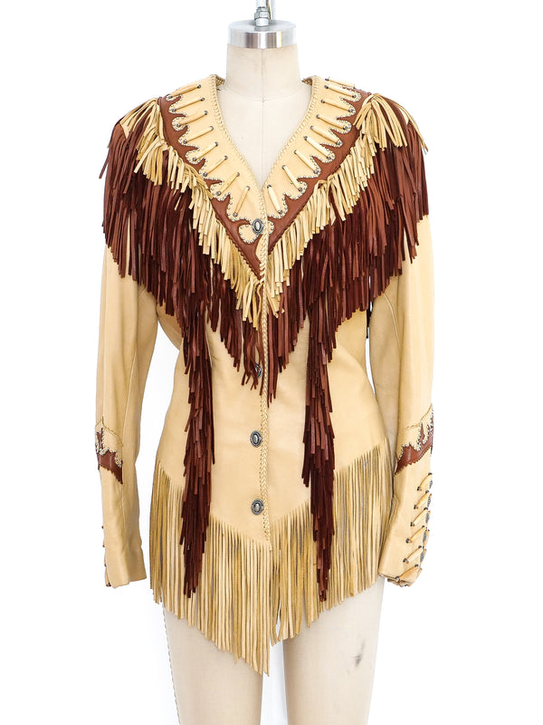 Fringed Leather Western Jacket Jacket arcadeshops.com