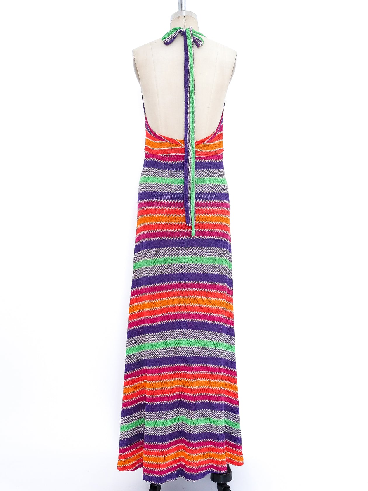 white christmas dresses 1970's Missoni Rainbow Knit Halter Dress