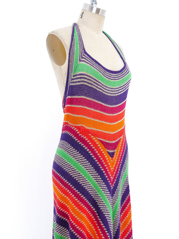 1970's Missoni Rainbow Knit Halter Dress