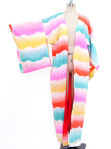 Neon Watercolor Wave Silk Kimono Jacket arcadeshops.com