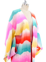 Neon Watercolor Wave Silk Kimono Jacket arcadeshops.com